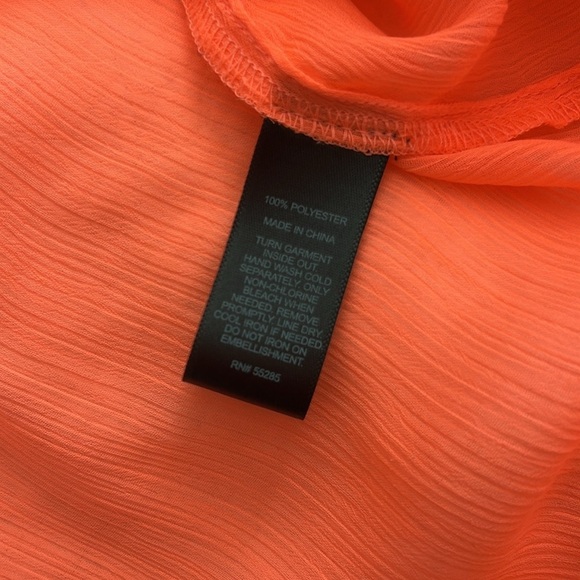 Express Semi Sheer Embellished Peasant Top  Boho Glam Party Retro Neon Orange XS - Picture 7 of 7